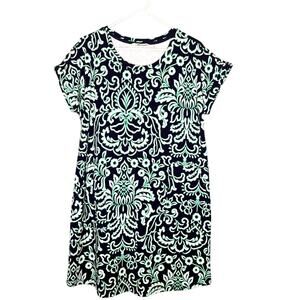 Soft Surroundings NEW French Terry Jacquard Print Pocketed Popover Dress M
